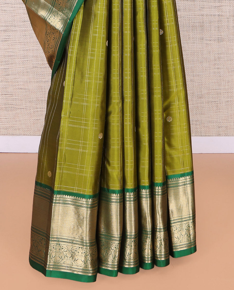 Green Contrast Checks Vasundhara Silk Saree