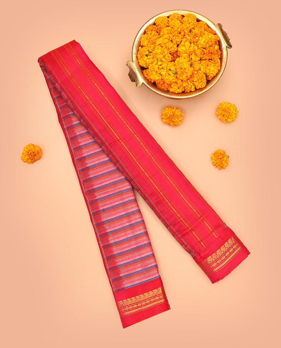 Multi-color Striped Gadwal Cotton Saree