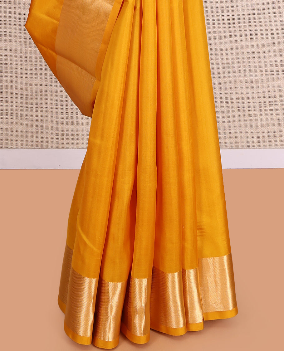 Yellow Plain Kanchipuram Silk Saree