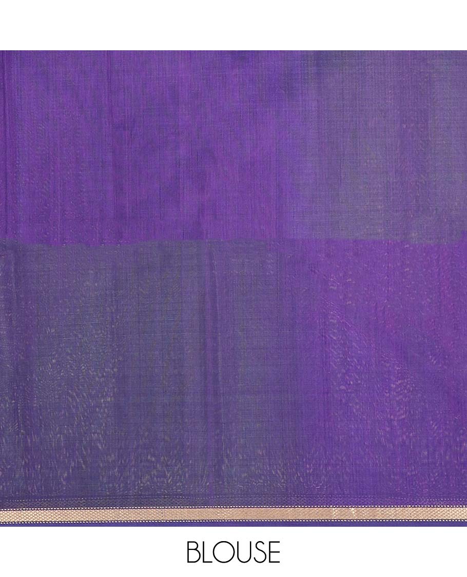 Blue Maheshwari Cotton Saree Highlighted with Diamond Stripes, Subtly Sparkled with Zari Border, Pallu Scintillated with Gleaming Zari Stripes, and Paired with a Matching Blouse