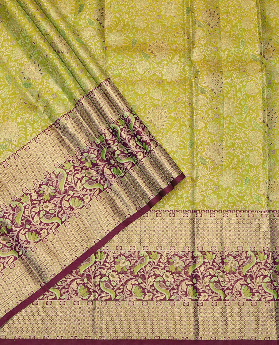 Green Pure Silk Pavadai Material Set