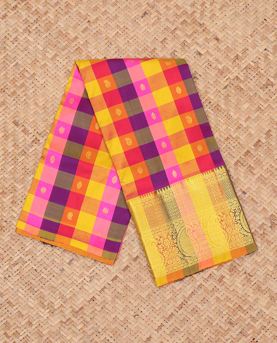 Multi-Color Pure Silk Navarathna Pavadai Material Set