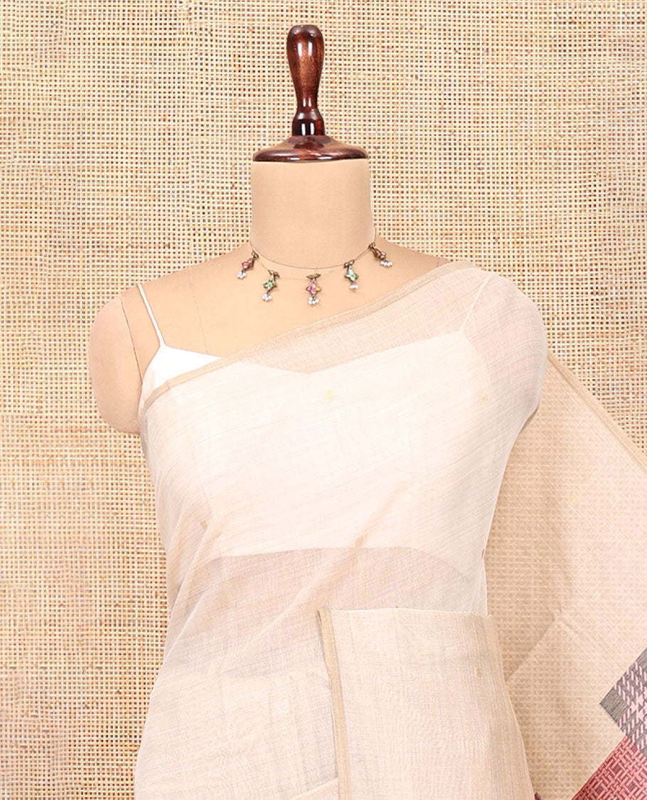 Borderless Chikku-Pink Munga Cotton Saree