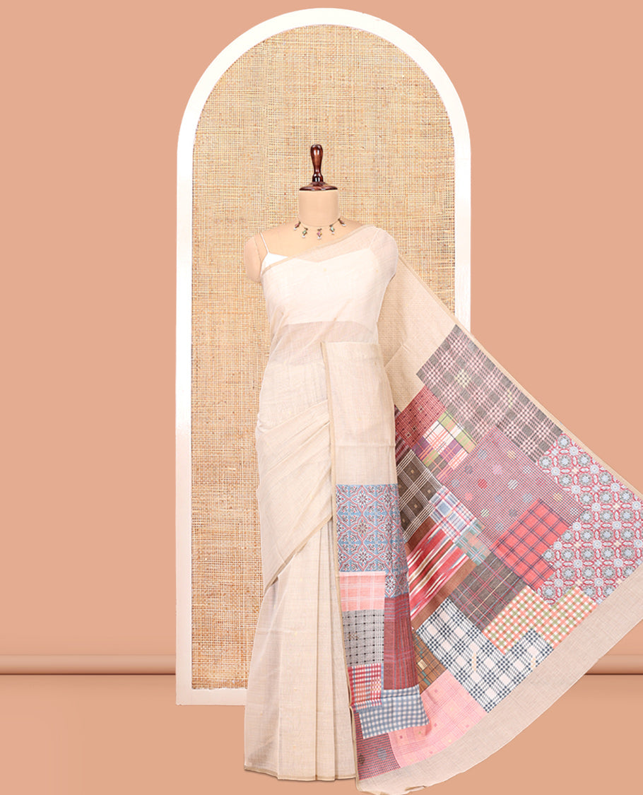 Borderless Chikku-Pink Munga Cotton Saree