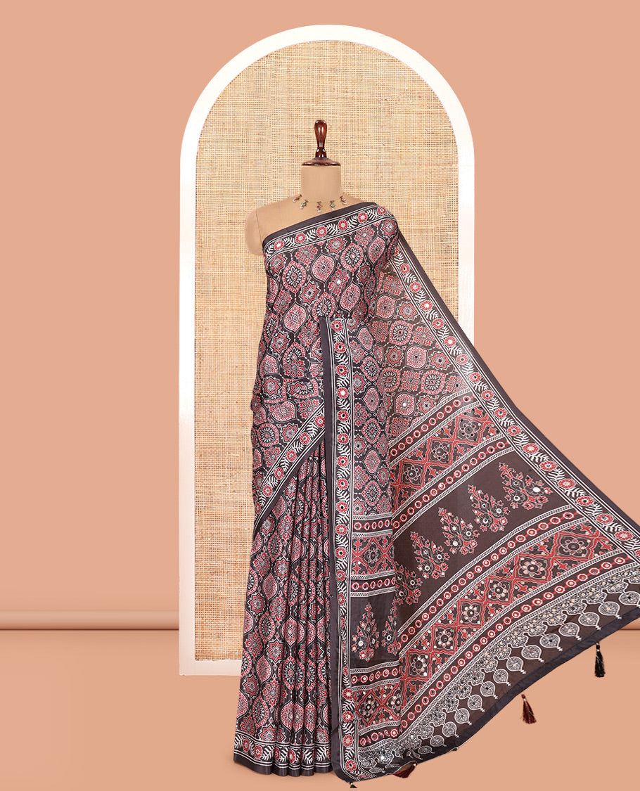 Black Satin Crepe Saree