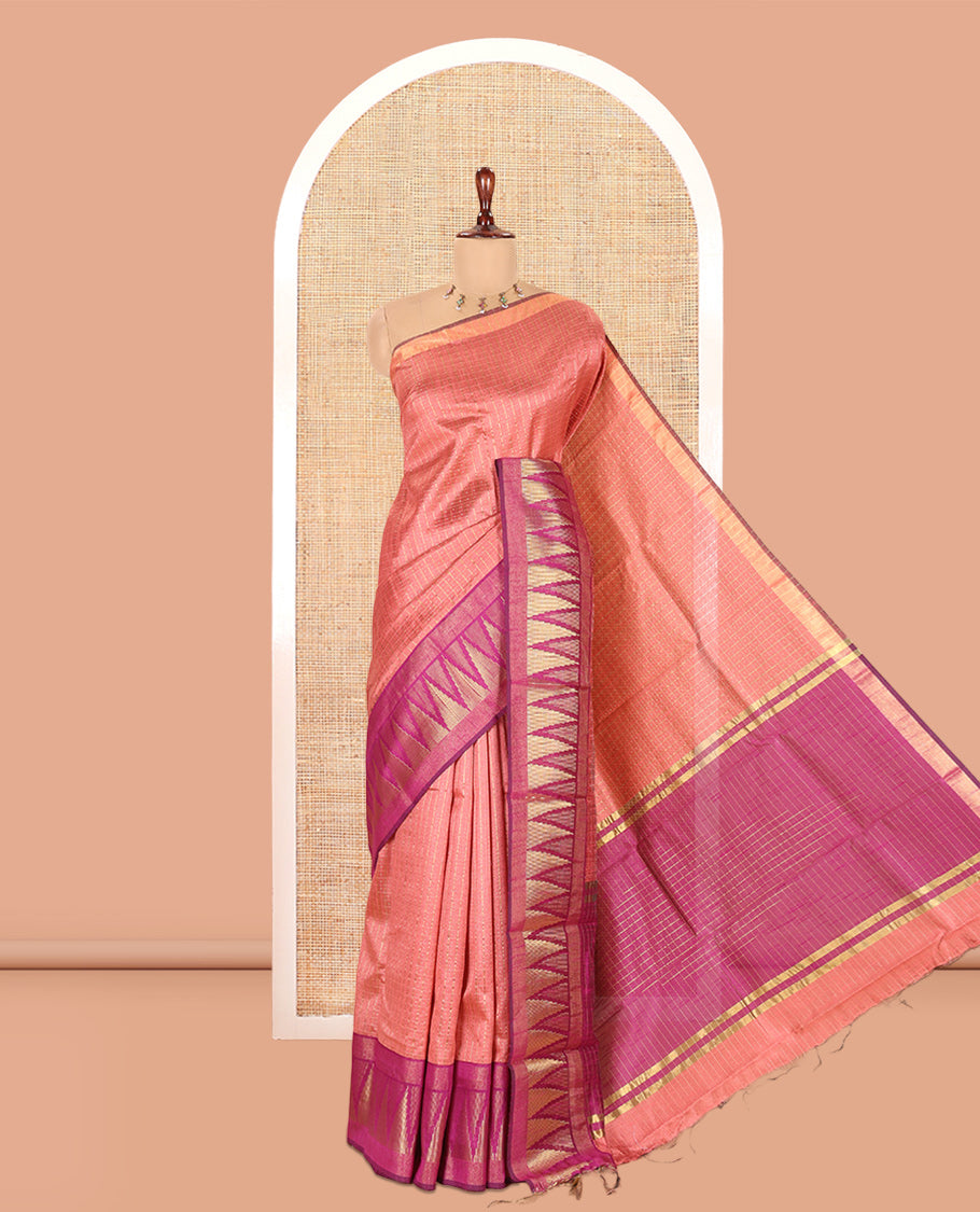 Onion Pink Semi-Raw Silk Saree