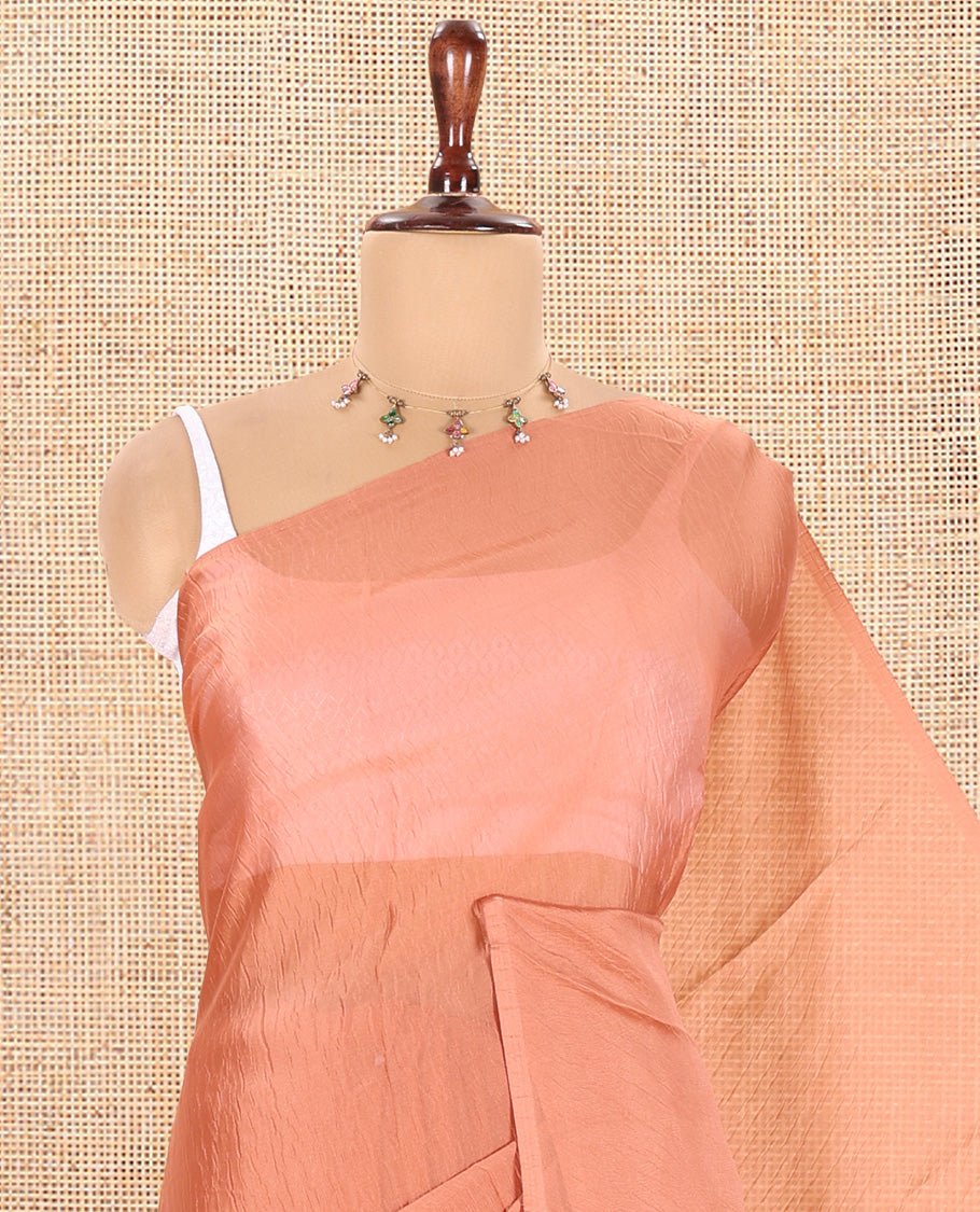 Borderless Rust Plain Rangoli Chiffon Saree
