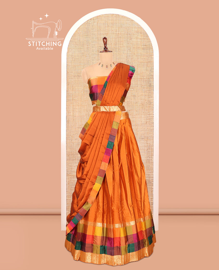 Rust Semi-Silk Half-Saree