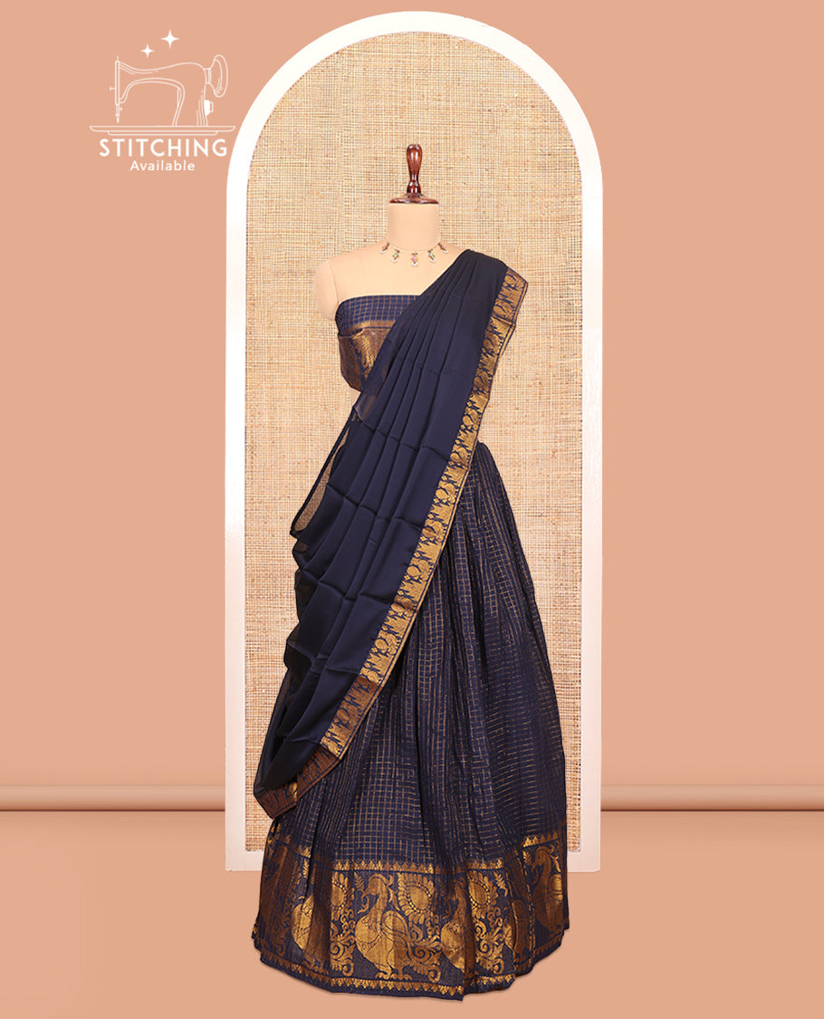 Navy Blue Sungudi Cotton Half-Saree