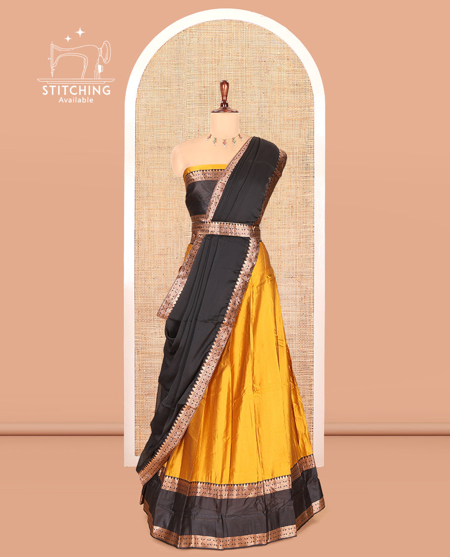 Mustard Semi-Silk Half-Saree