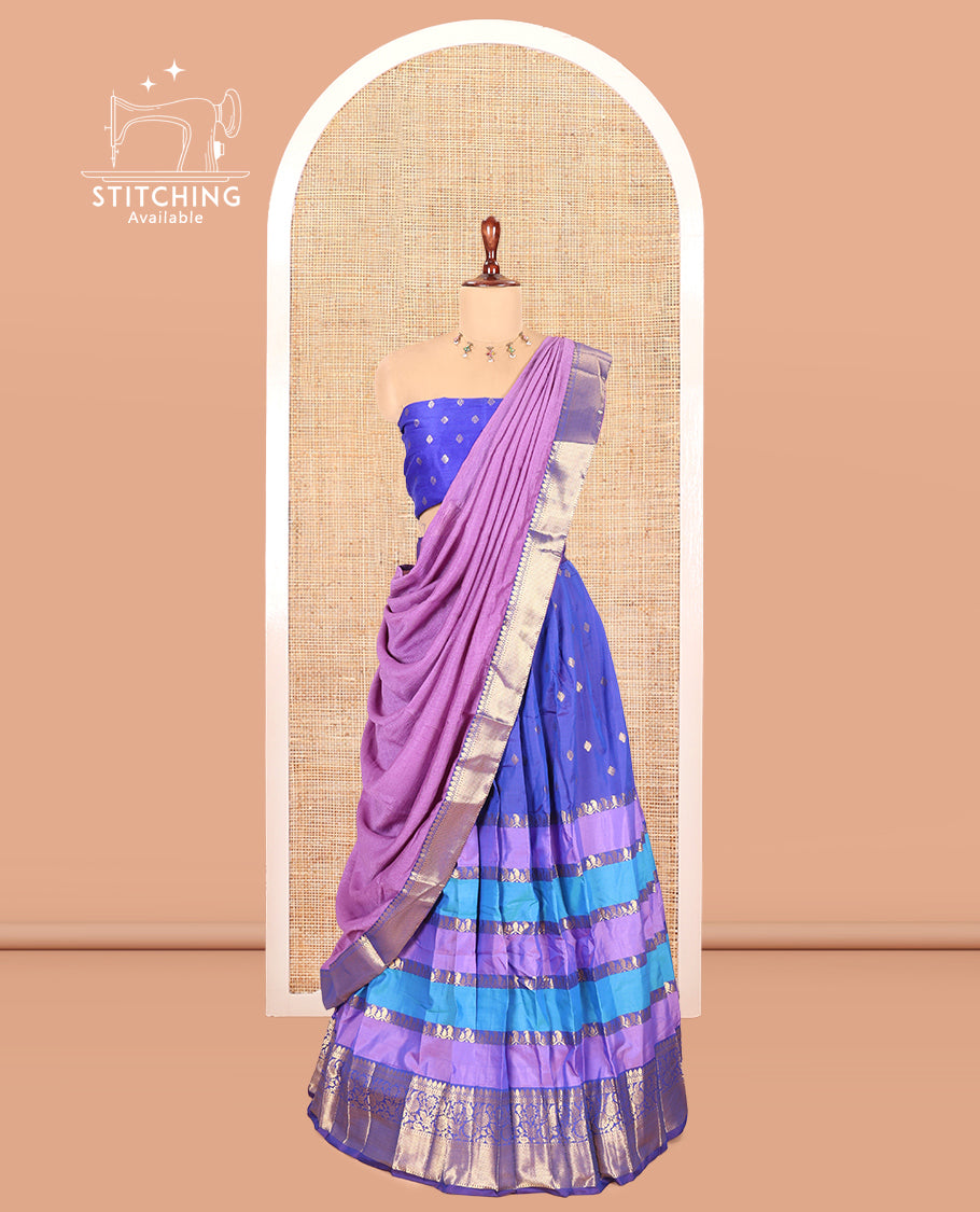 Blue Semi-Silk Half-Saree