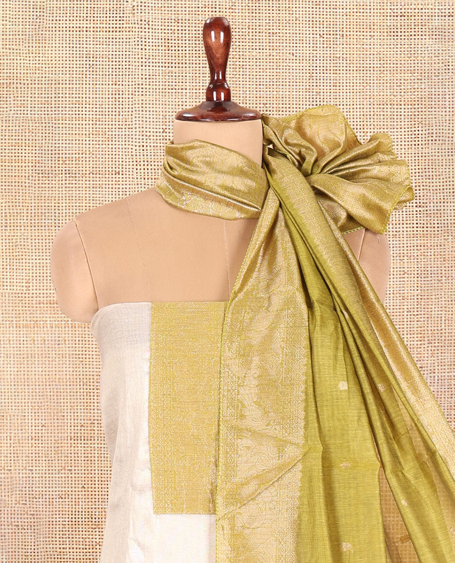 Chikku-Mehendi Green Shimmer Tissue Material Chudidar Set