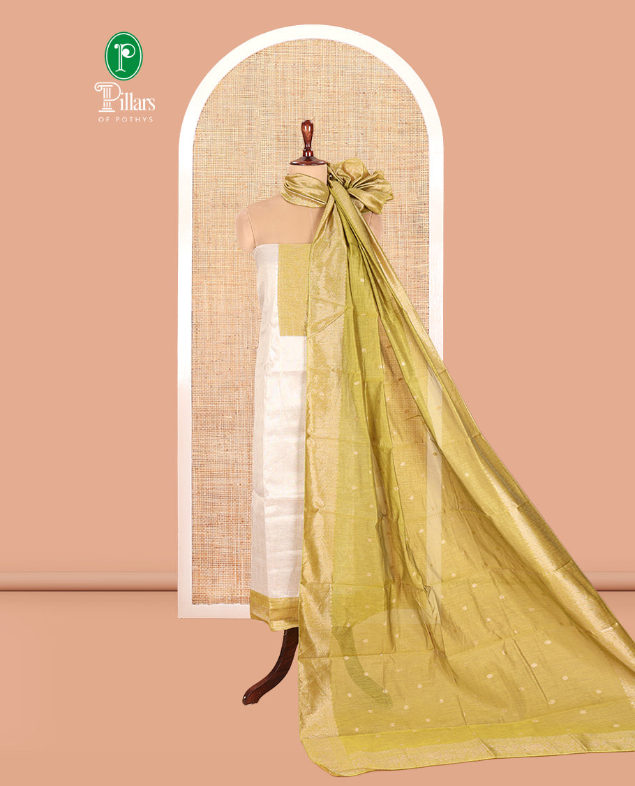 Chikku-Mehendi Green Shimmer Tissue Material Chudidar Set
