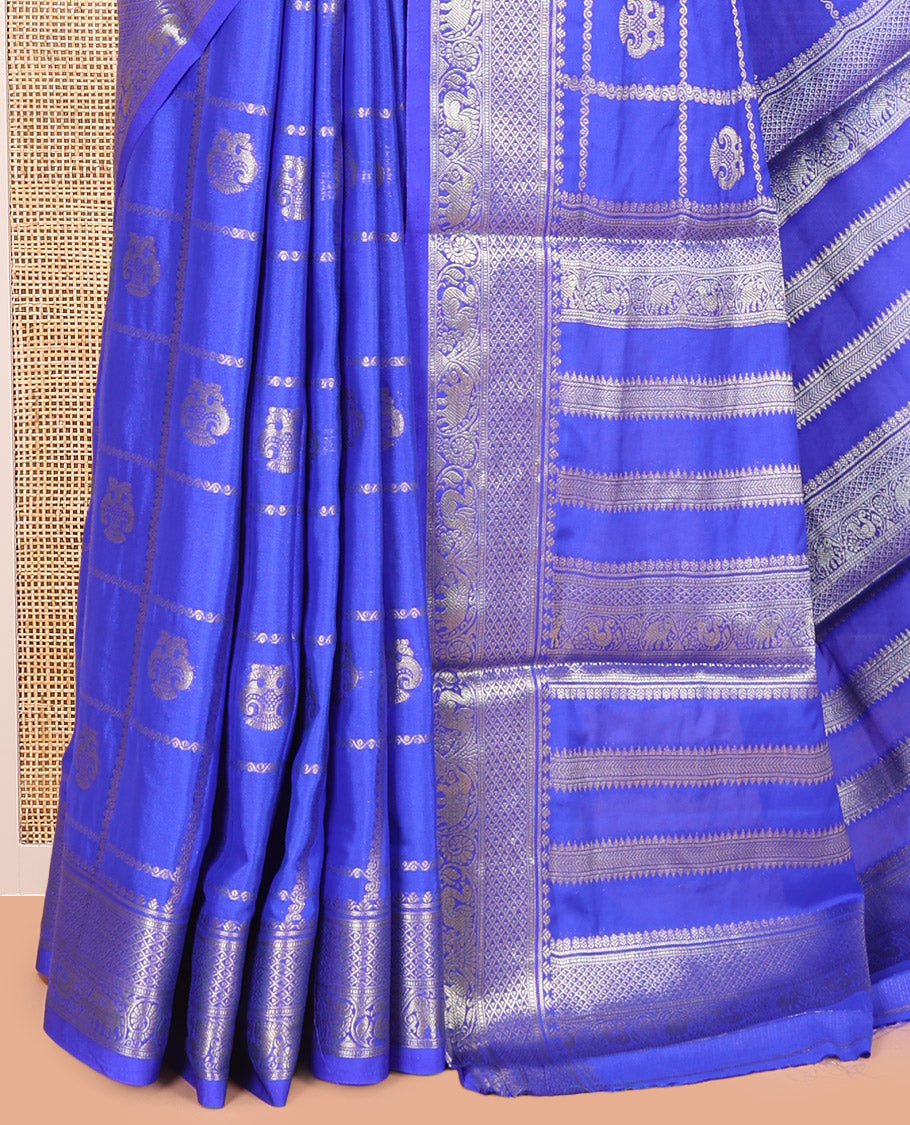M.s Blue Fancy Mysore Silk Saree