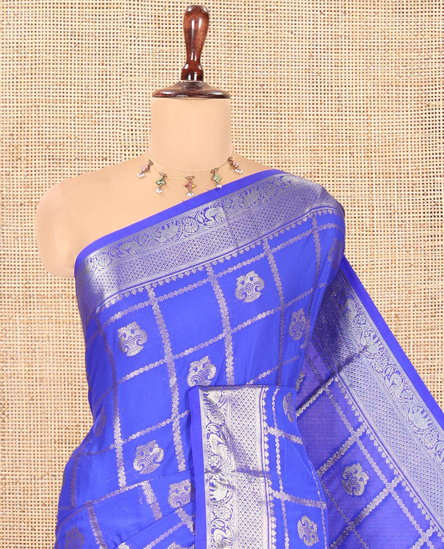 M.s Blue Fancy Mysore Silk Saree