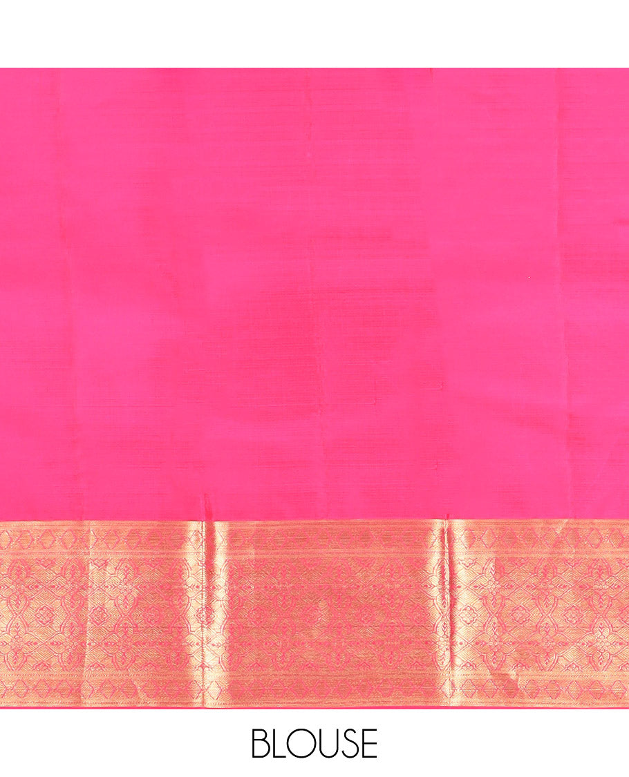 Orange Vasundhara Lite Silk Mix Saree, Spotlighted with Zari Buttas All Over Its Body, Complemented by a Contrast Zari Border, Grand Woven Pallu of Jaal Designs, and Paired with a Contrast Blouse