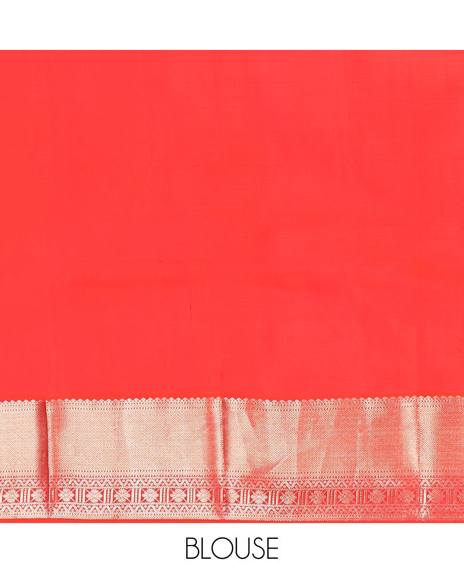 Green zari buttas silk saree, contrast border of poun,kathir,kodi visiry & mayil designs & intricate pallu