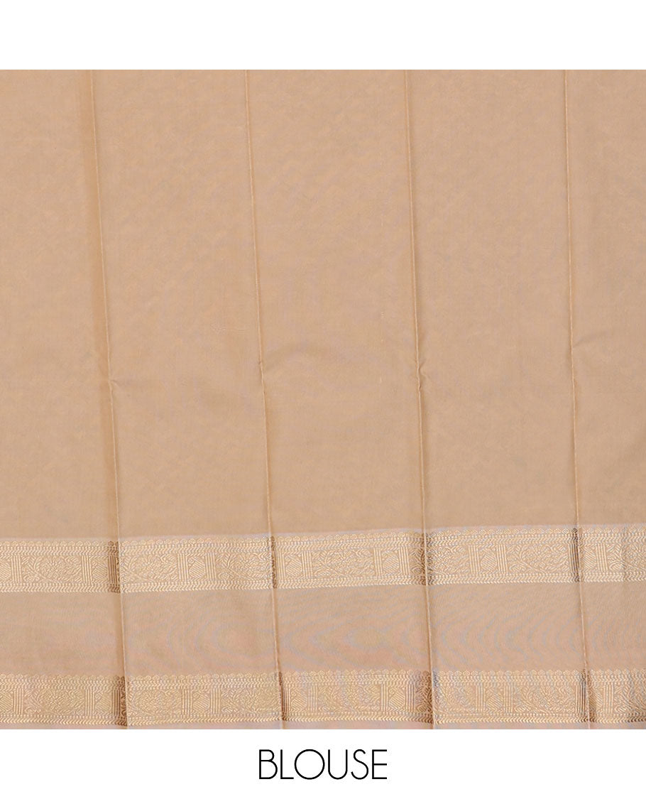 Green zari buttas gift saree, contrast traditional zari design rettai pettu border, and pallu of diagonal designs