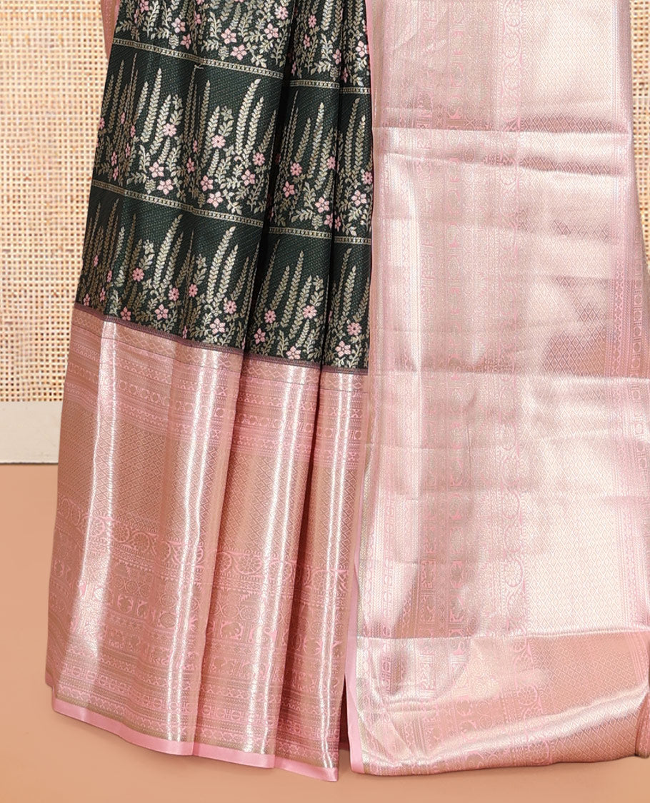 Dark Green-Light Pink Budget Silk Saree
