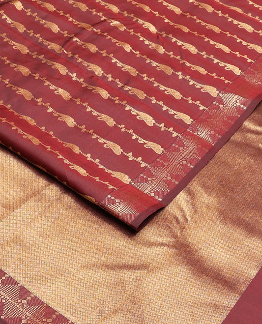Maroon zari design vasundhara silk mix saree, traditional temple zari border & jaal design pallu