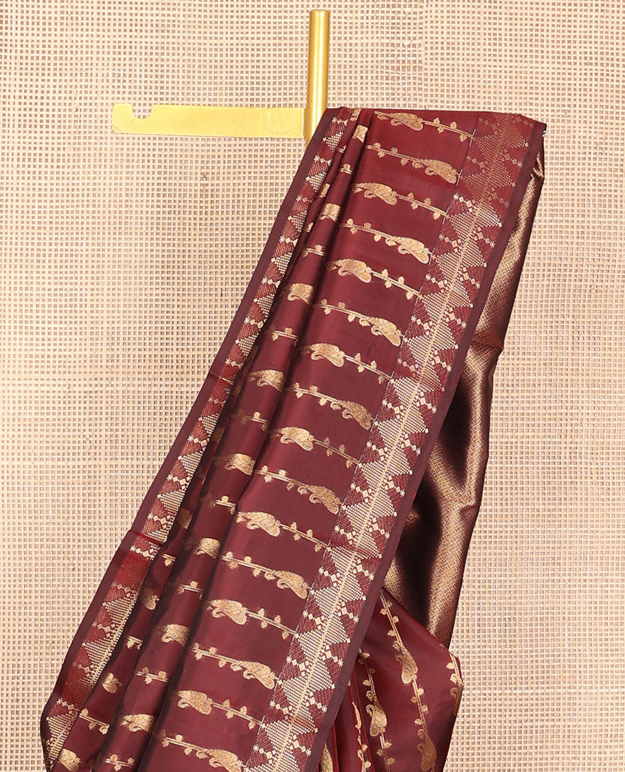 Maroon zari design vasundhara silk mix saree, traditional temple zari border & jaal design pallu
