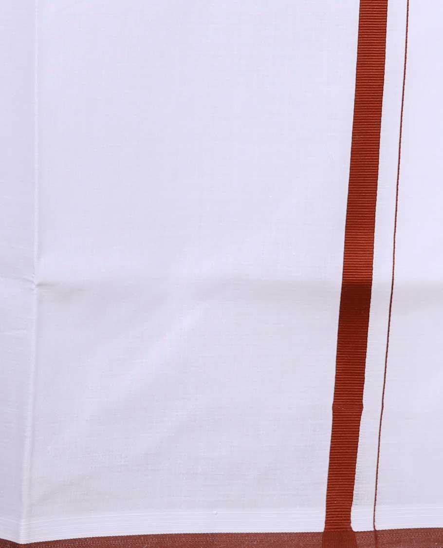 Minister White 4-yard cotton White dhoti with contrast burgundy border