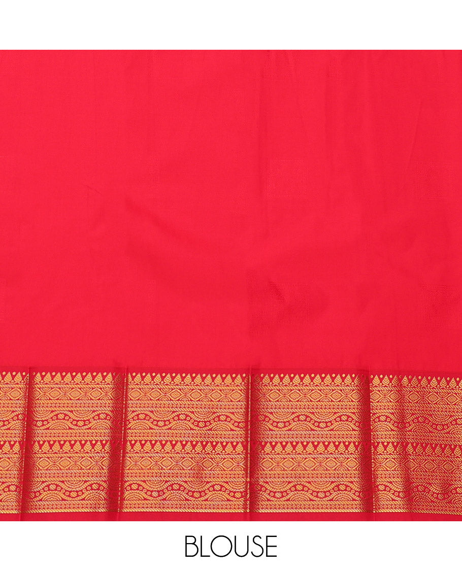 Lavender Budget Silk Saree, Sparsely Threaded with Zari Buttas, Complemented by a Contrast Traditional Zari Border, Jaal Pallu, and a Contrast Blouse