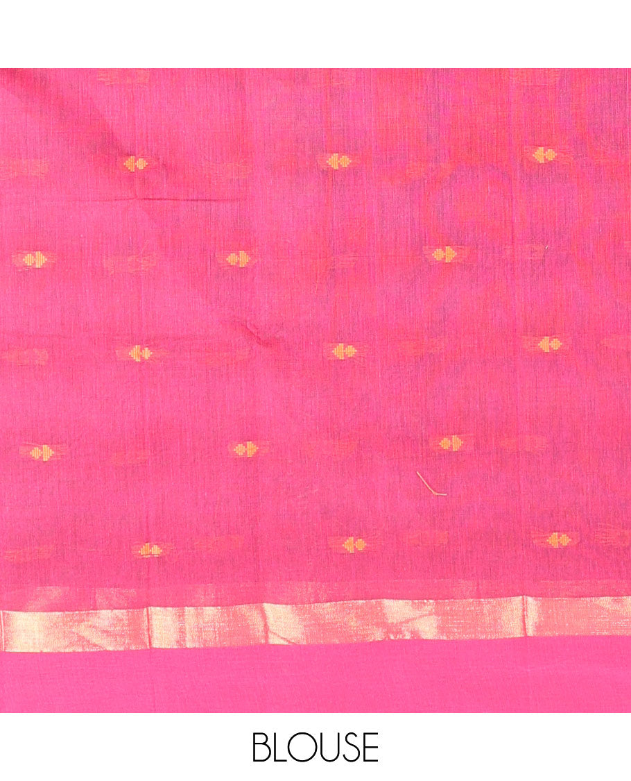 Brown buttas Chirala cotton saree, contrast zari striped border & striped pallu