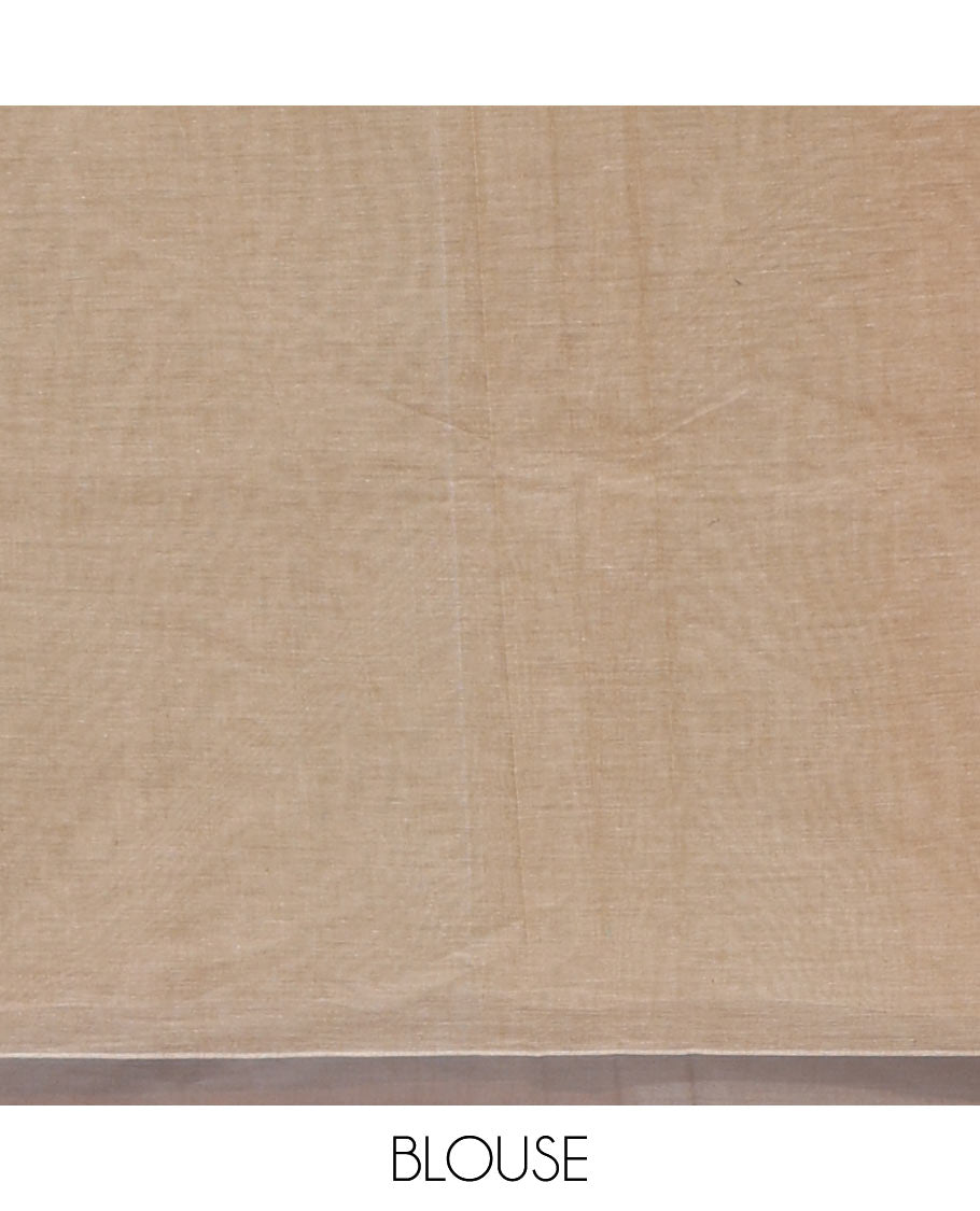 Blue floral buttas Coimbatore cotton saree, contrast plain border & floral design pallu