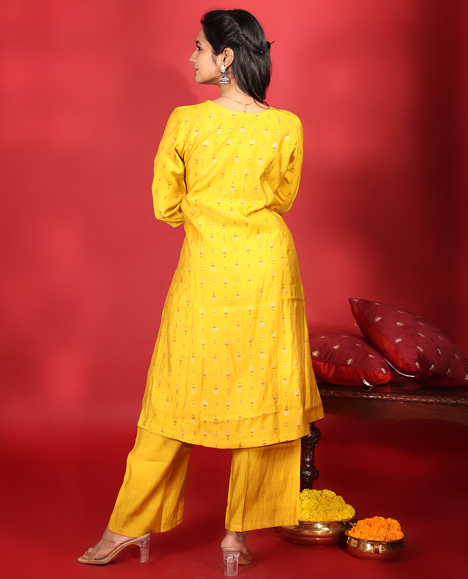 Yellow Muslin Readymade Suit