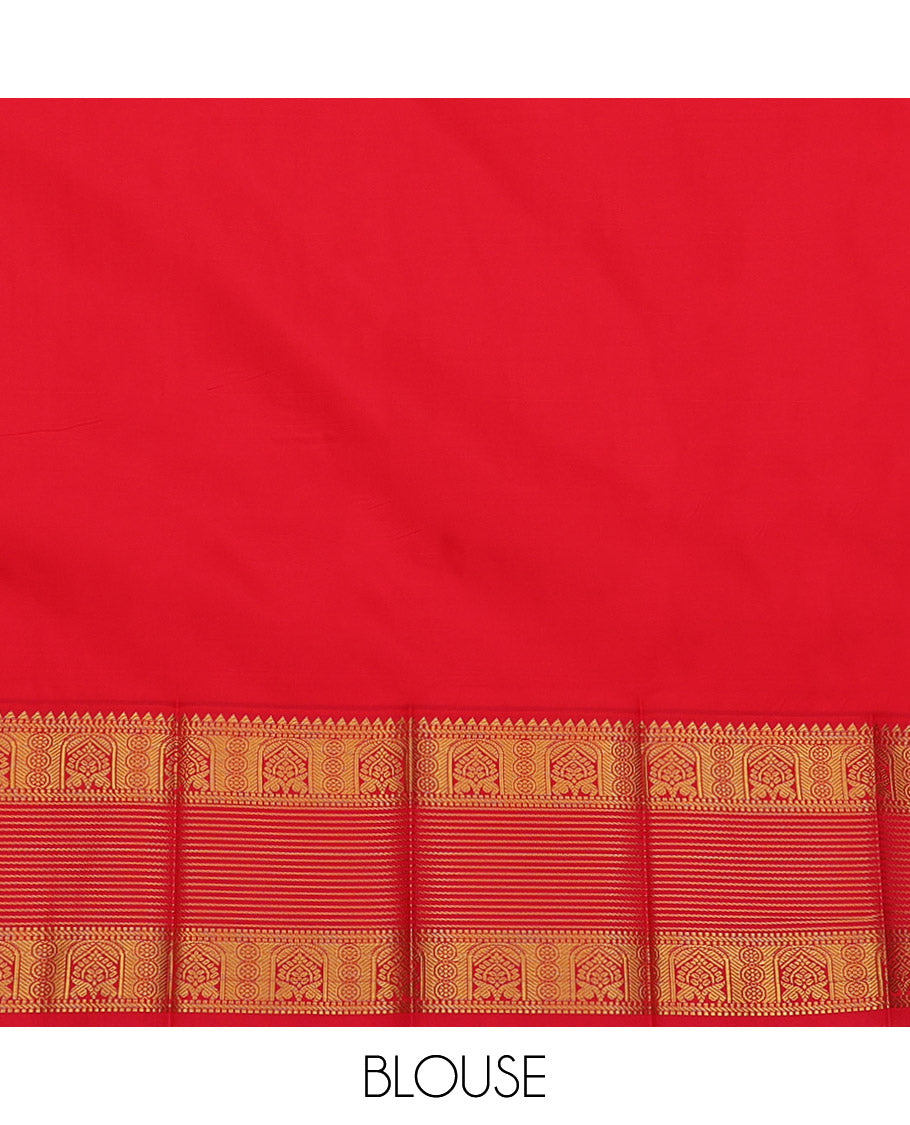 Light Turquoise Budget Silk Saree, Charmingly Accented with Zari Buttas, Complemented by a Contrast Traditional Zari Border, Grand Pallu, and a Contrast Blouse