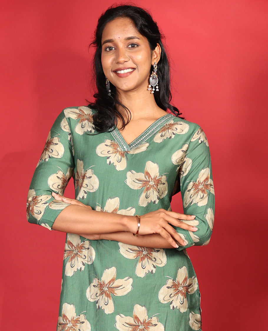 Green Readymade Vatican Kurti