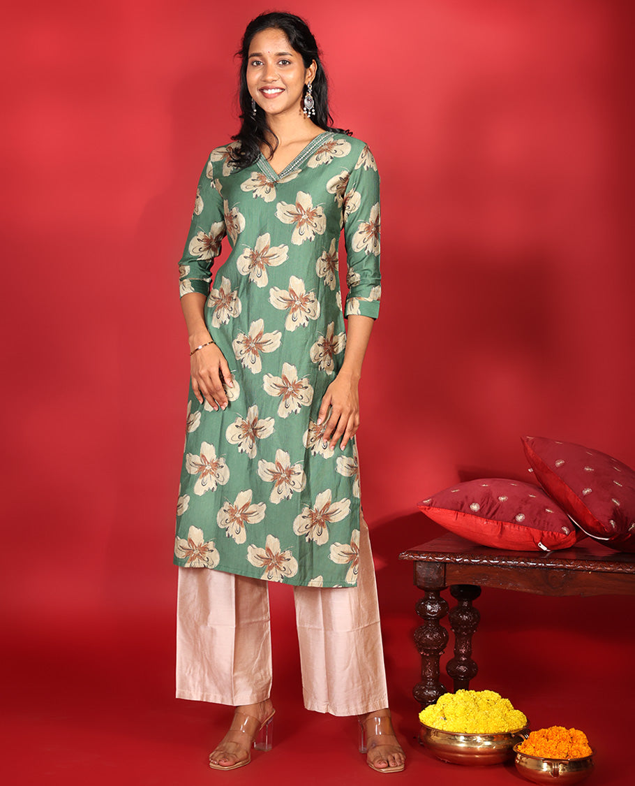 Green Readymade Vatican Kurti