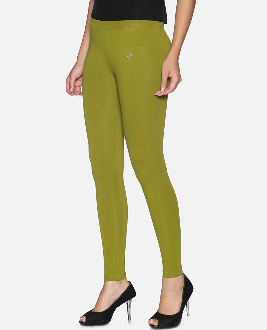 Olive plain design Twin Birds Legging