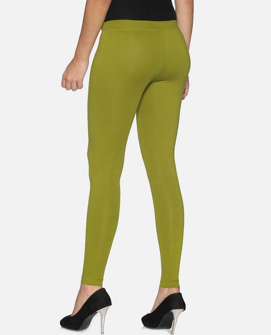 Olive plain design Twin Birds Legging