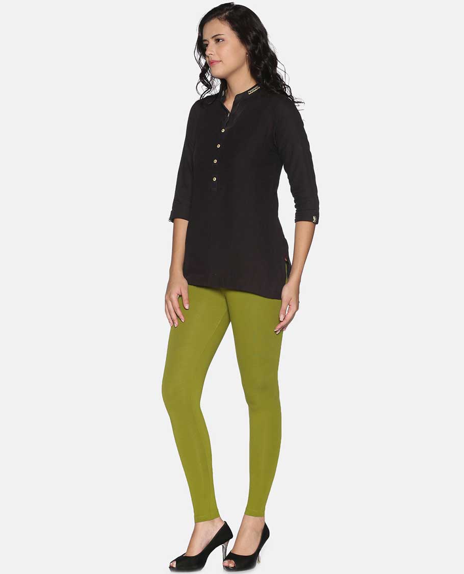 Olive plain design Twin Birds Legging