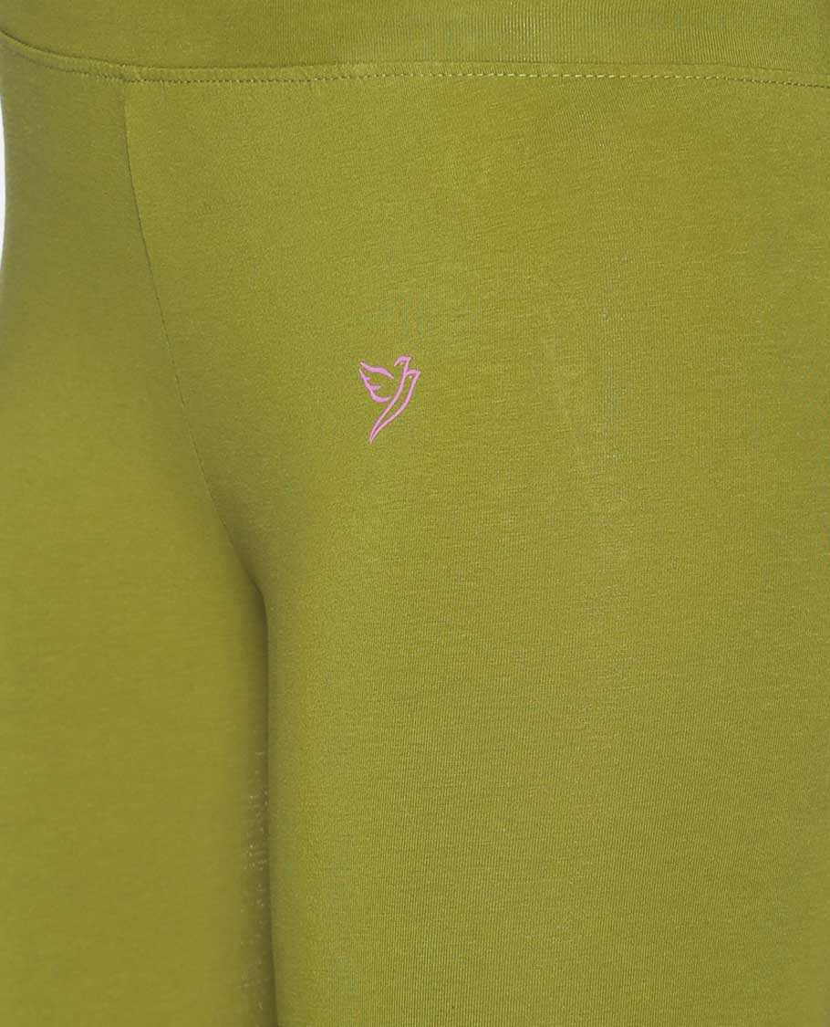Olive plain design Twin Birds Legging