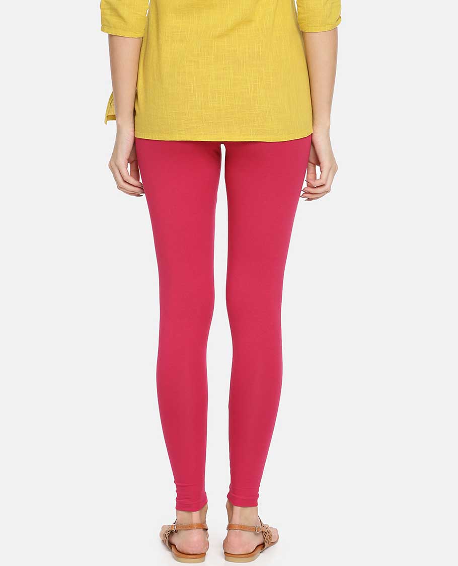 Elegant pink plain design twin birds legging