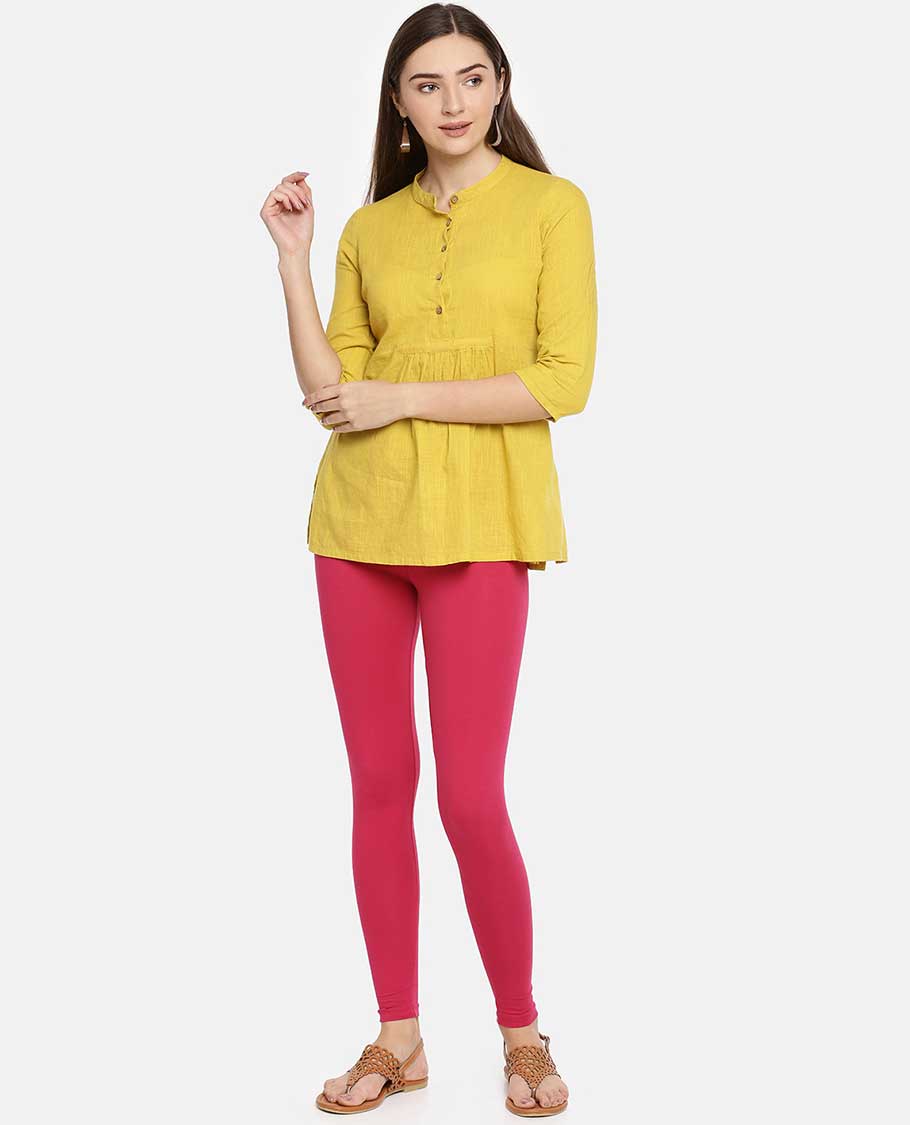 Elegant pink plain design twin birds legging