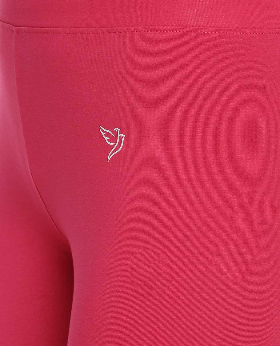 Elegant pink plain design twin birds legging
