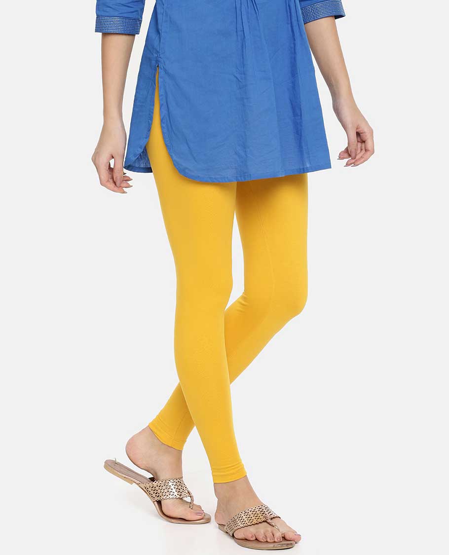 Yellow plain design twin birds legging