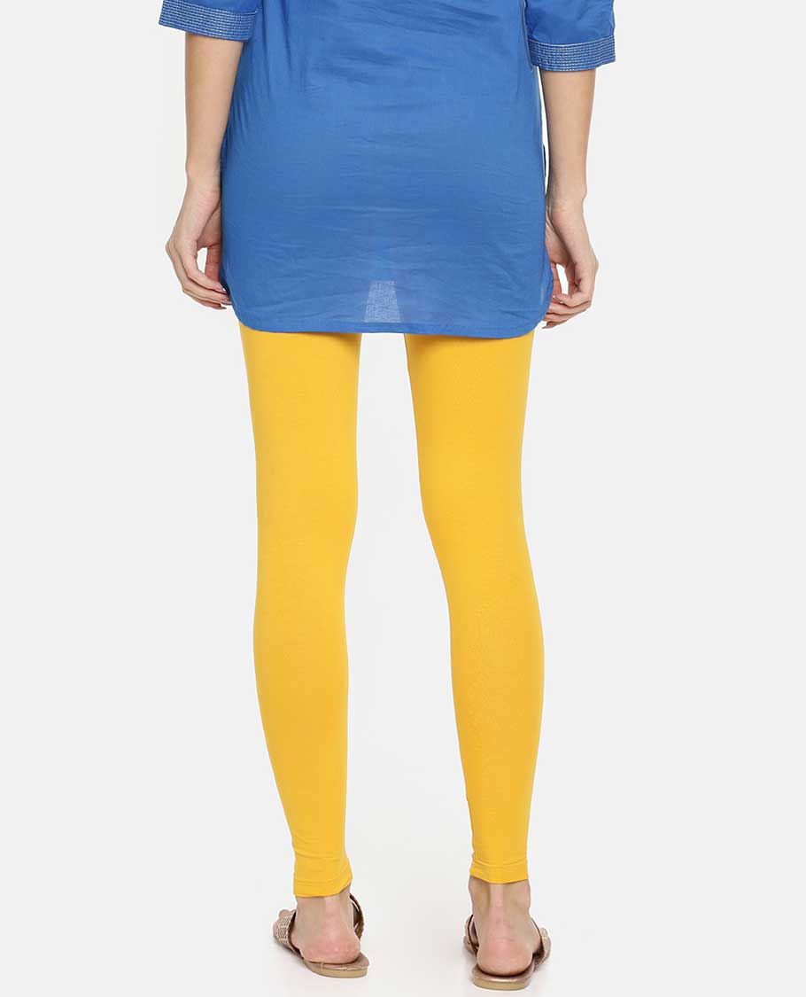 Yellow plain design twin birds legging