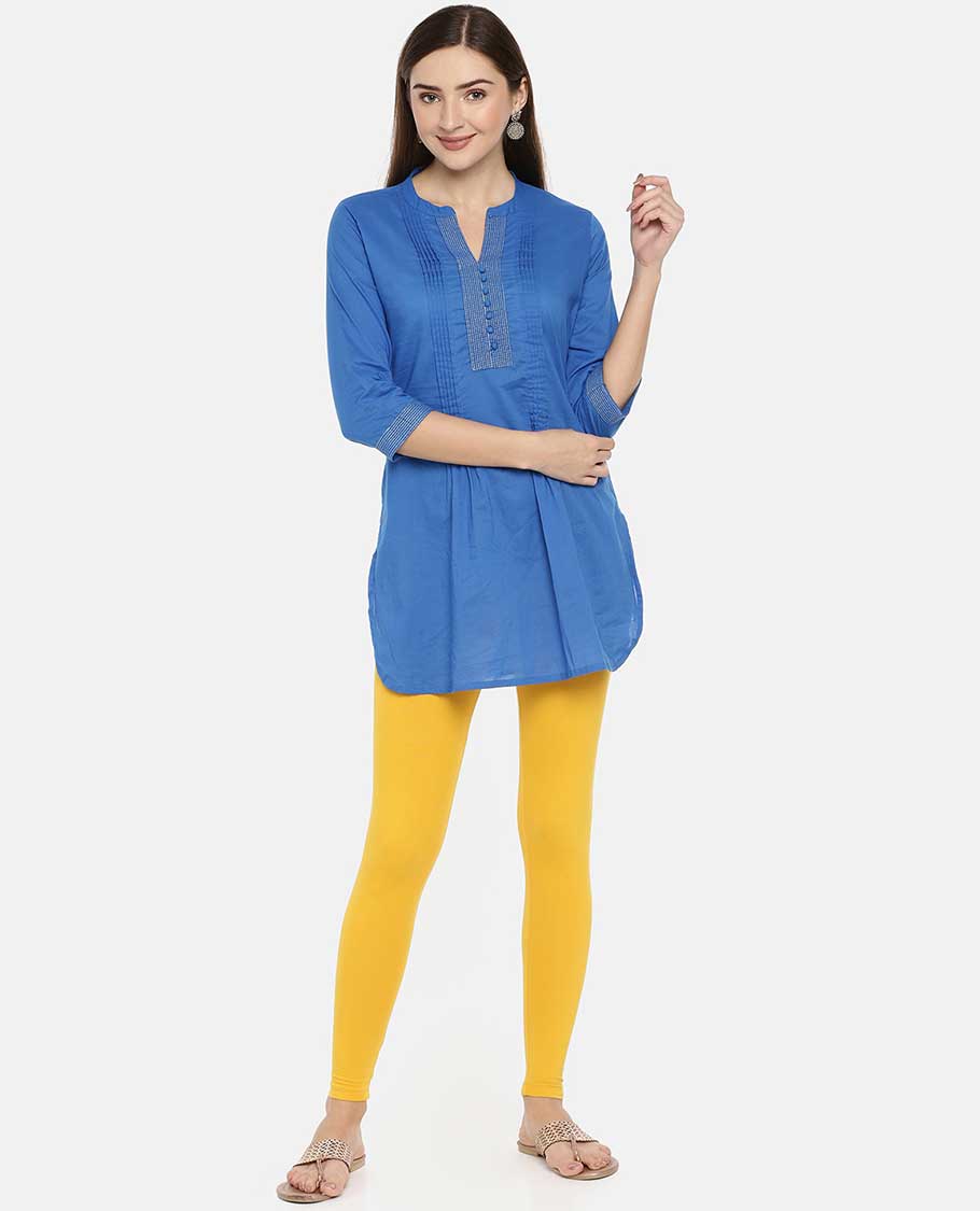 Yellow plain design twin birds legging