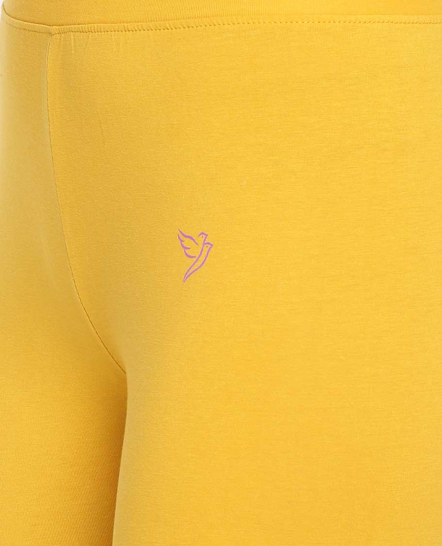 Yellow plain design twin birds legging