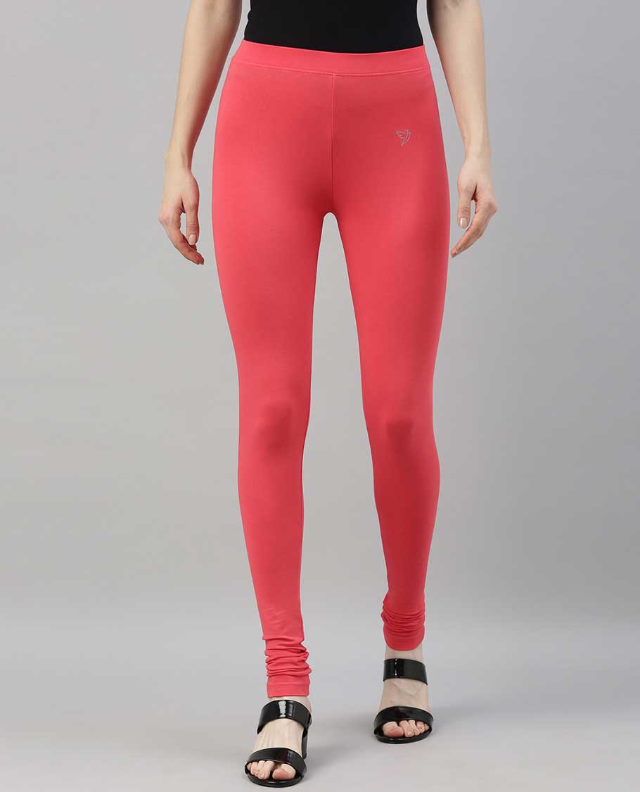 Dark pink plain design twin birds legging