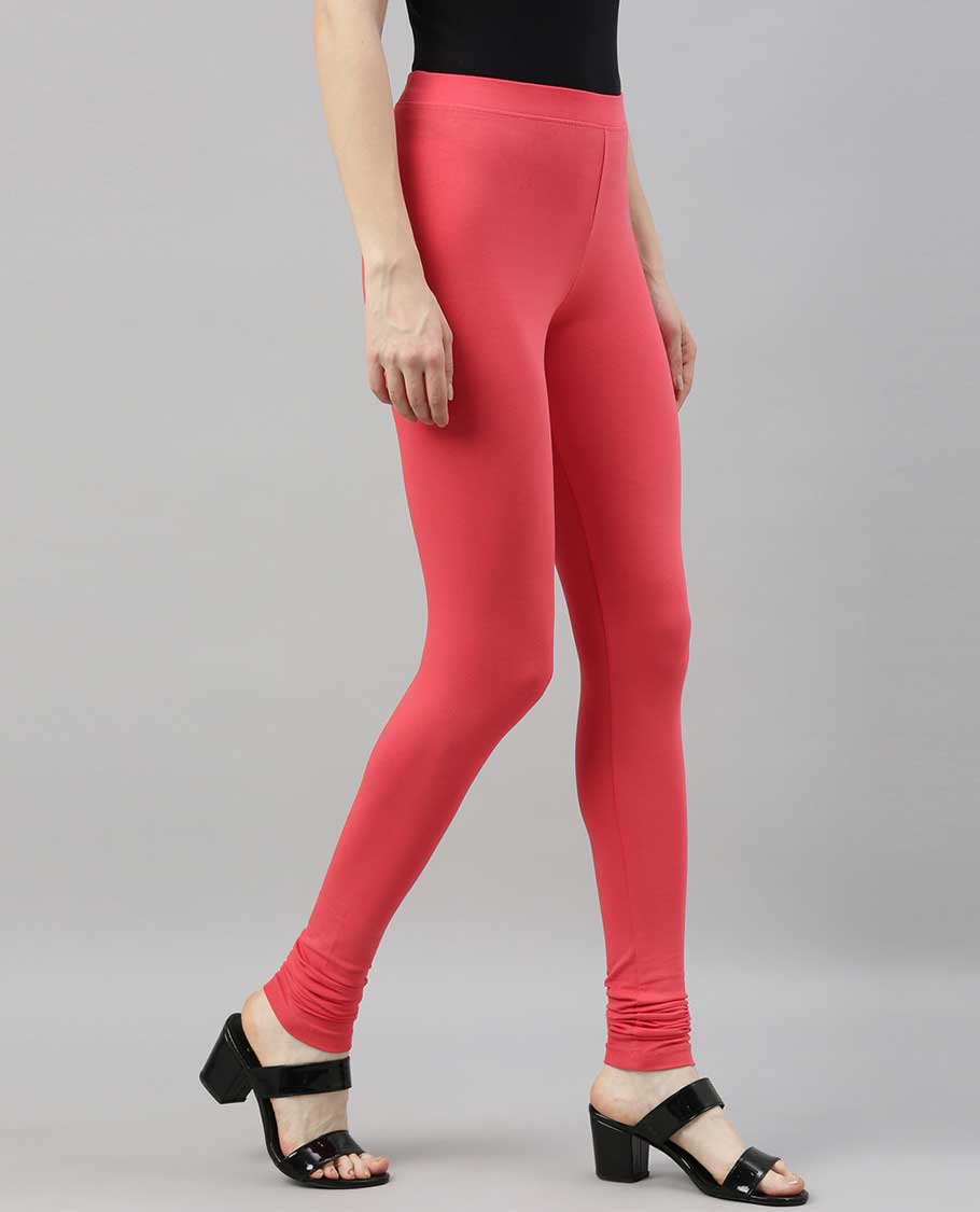 Dark pink plain design twin birds legging