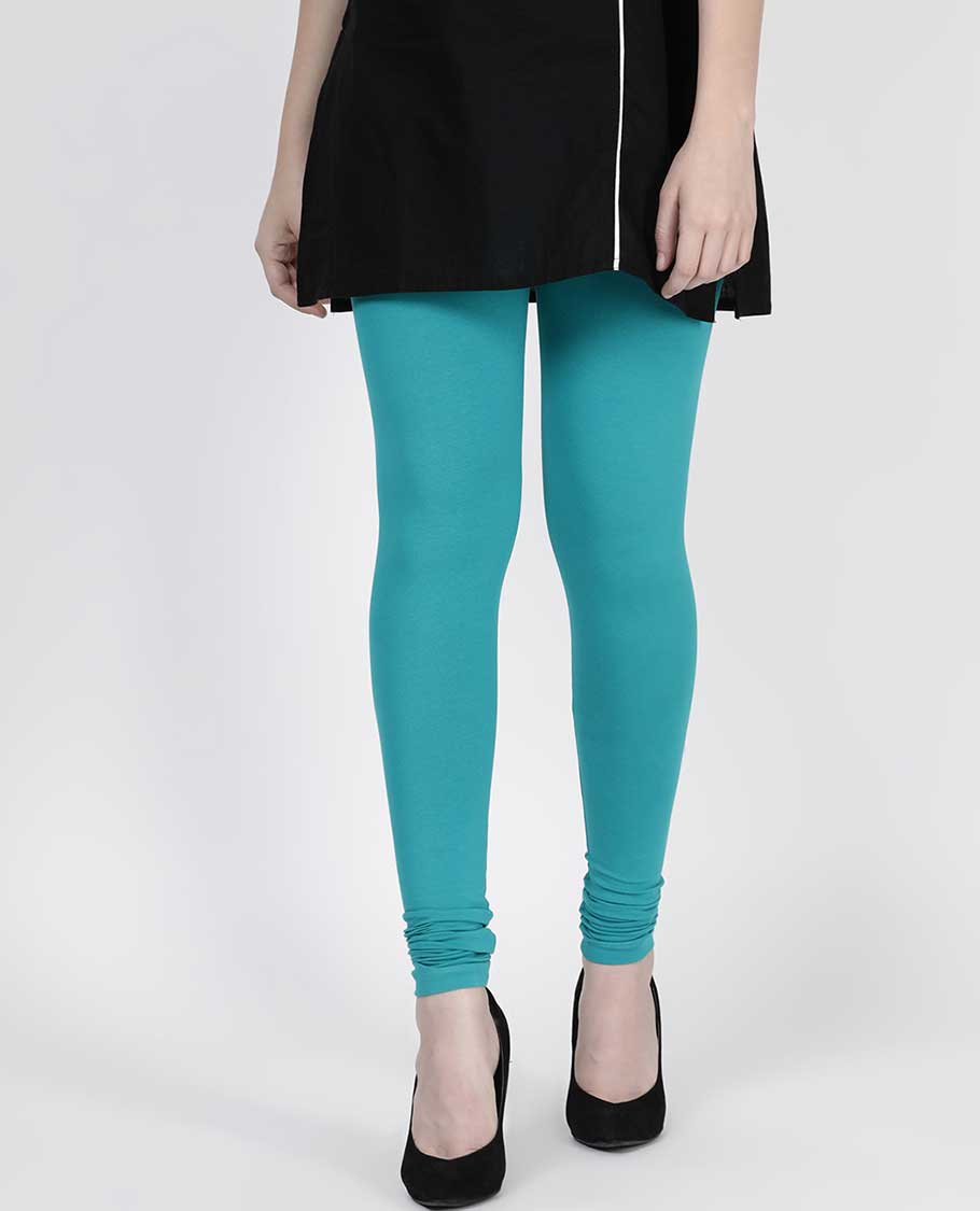 Light sky blue plain design twin birds legging