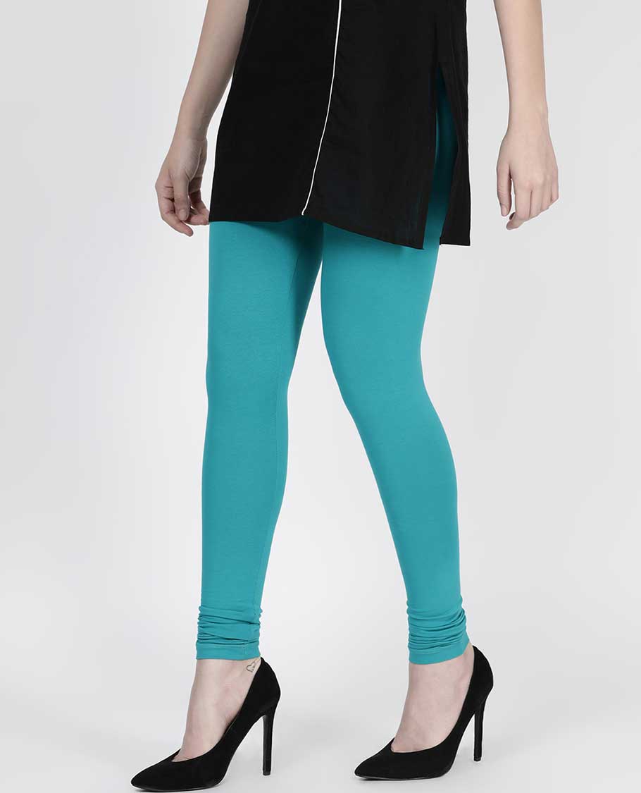 Light sky blue plain design twin birds legging