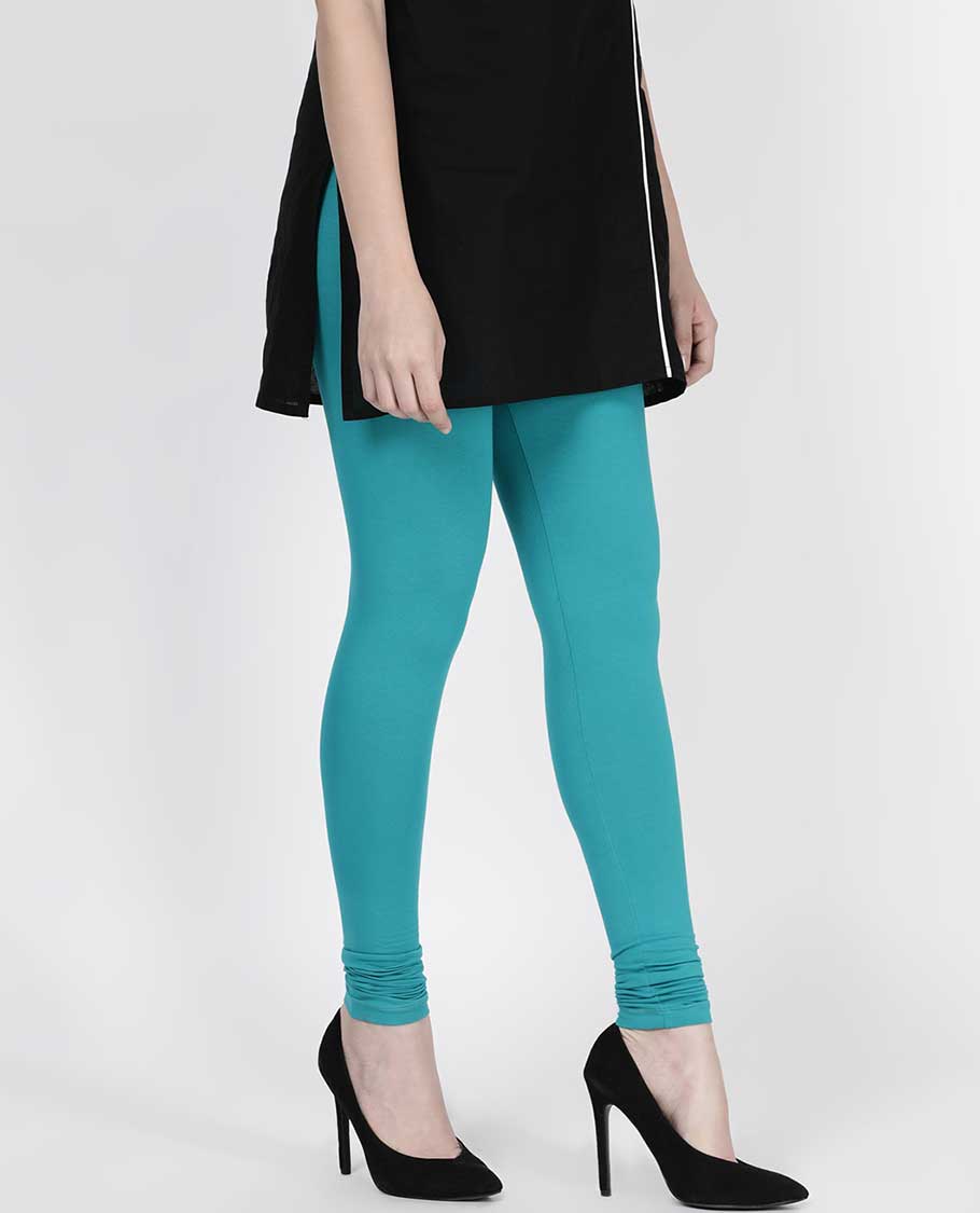 Light sky blue plain design twin birds legging