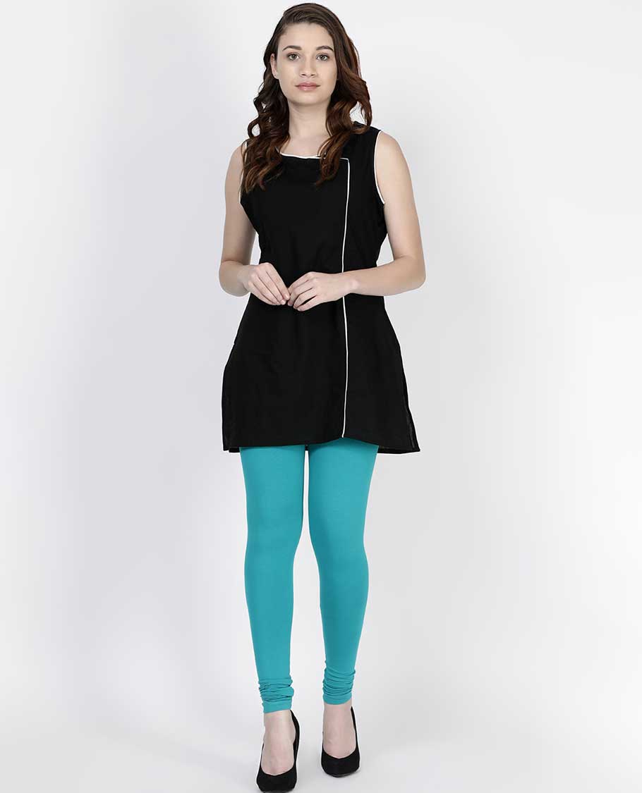 Light sky blue plain design twin birds legging